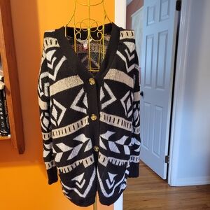 Geometric Black and Tan Sweater